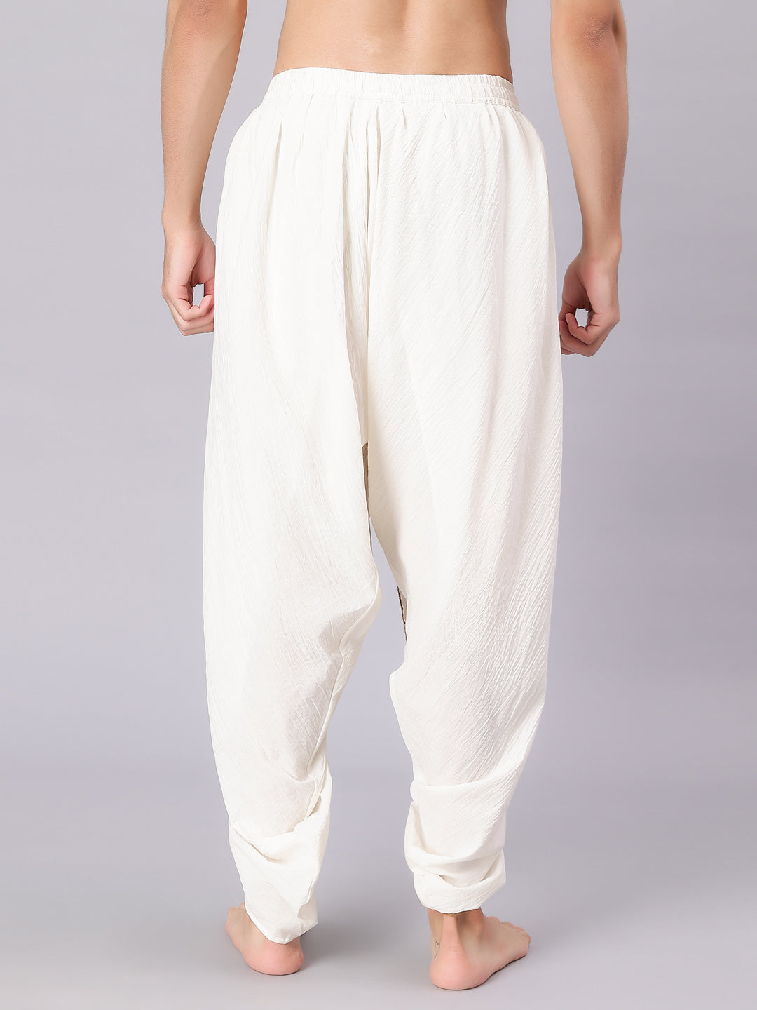 Dhoti Drapers for Men with Border - Off White/ Cream
