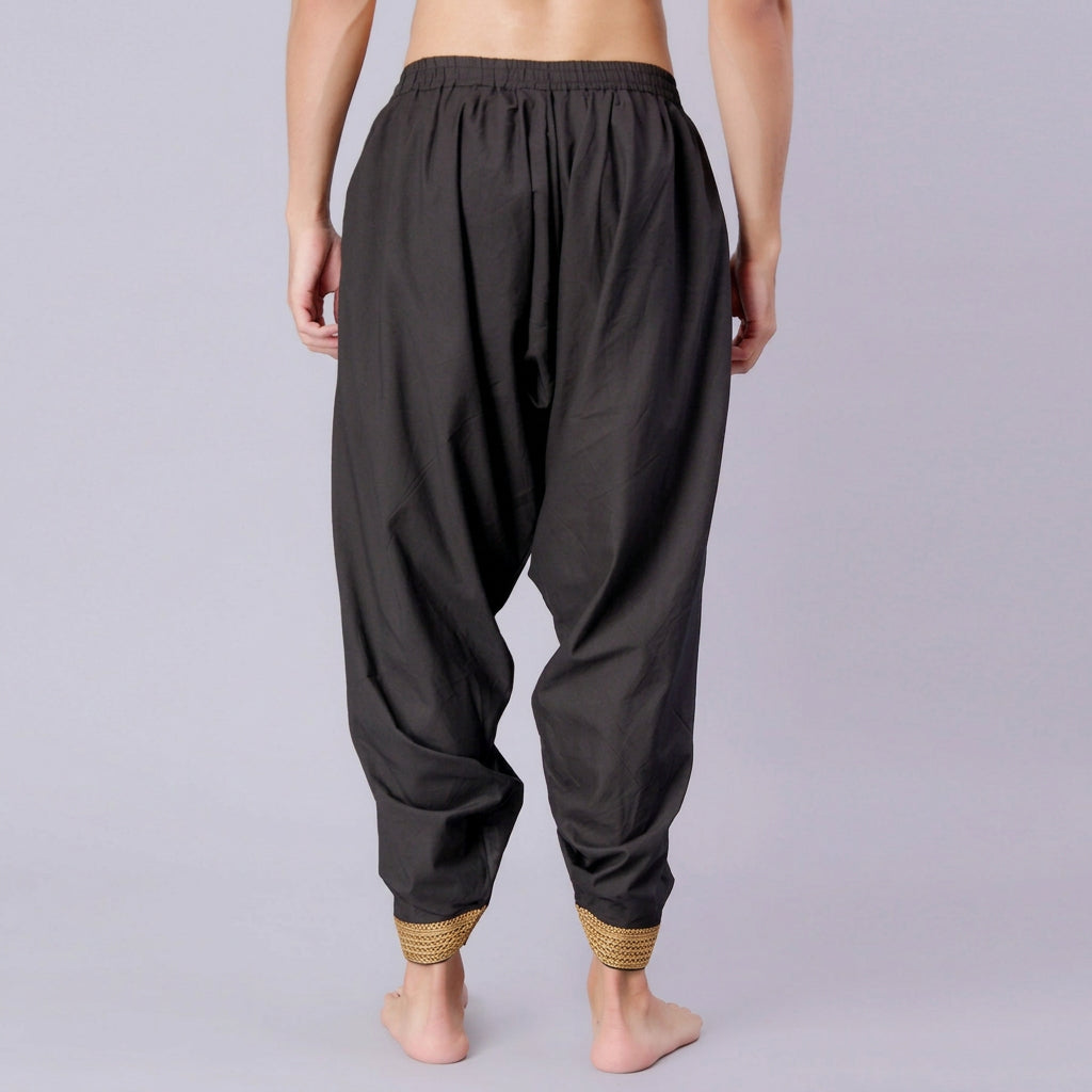 Dhoti Drapers with Border for Men - Black