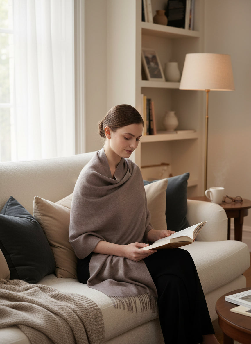 Exquisite Angora Handwoven Shawl – Ultimate Softness & Warmth | Grey