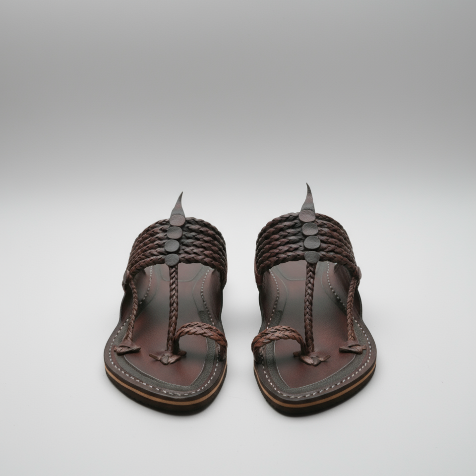 The String Dark Double Kolhapuri Chappal