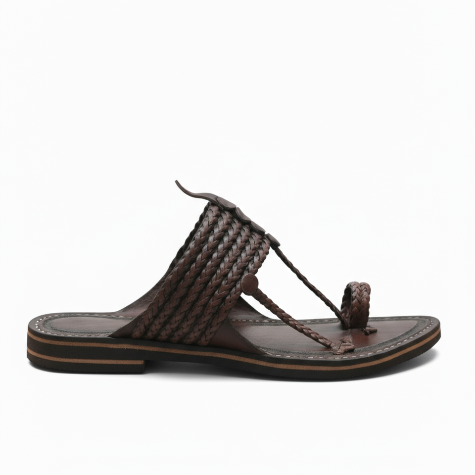 The String Dark Double Kolhapuri Chappal