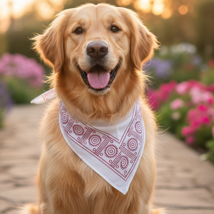 Handcrafted Khaadi Dog Bandana with Traditional Block Prints β Breathable, Festive, Free Size, Perfect for Dogs of All Breeds