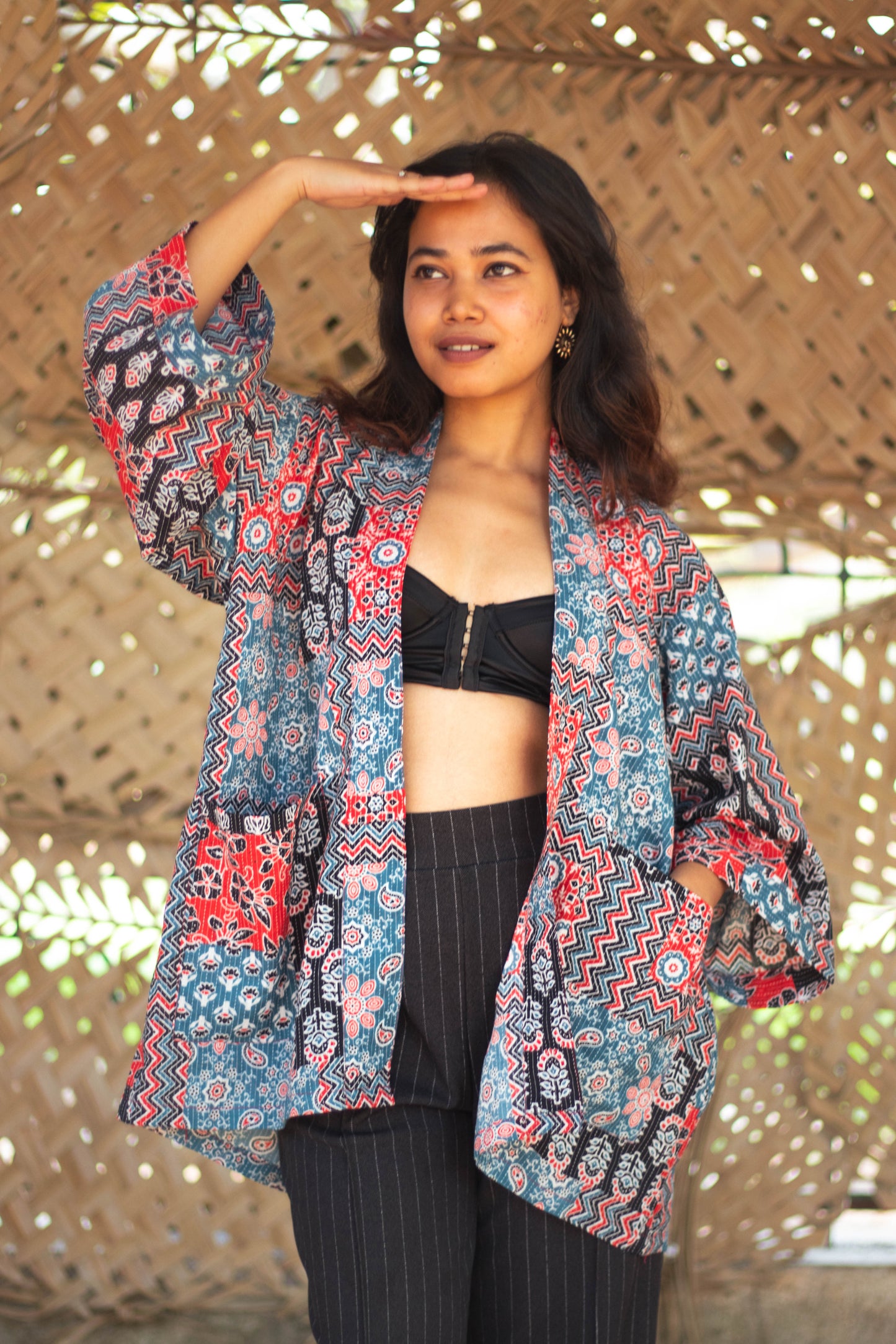 Raahi Shrug - Patch Work, Kantha stitching - Unisex