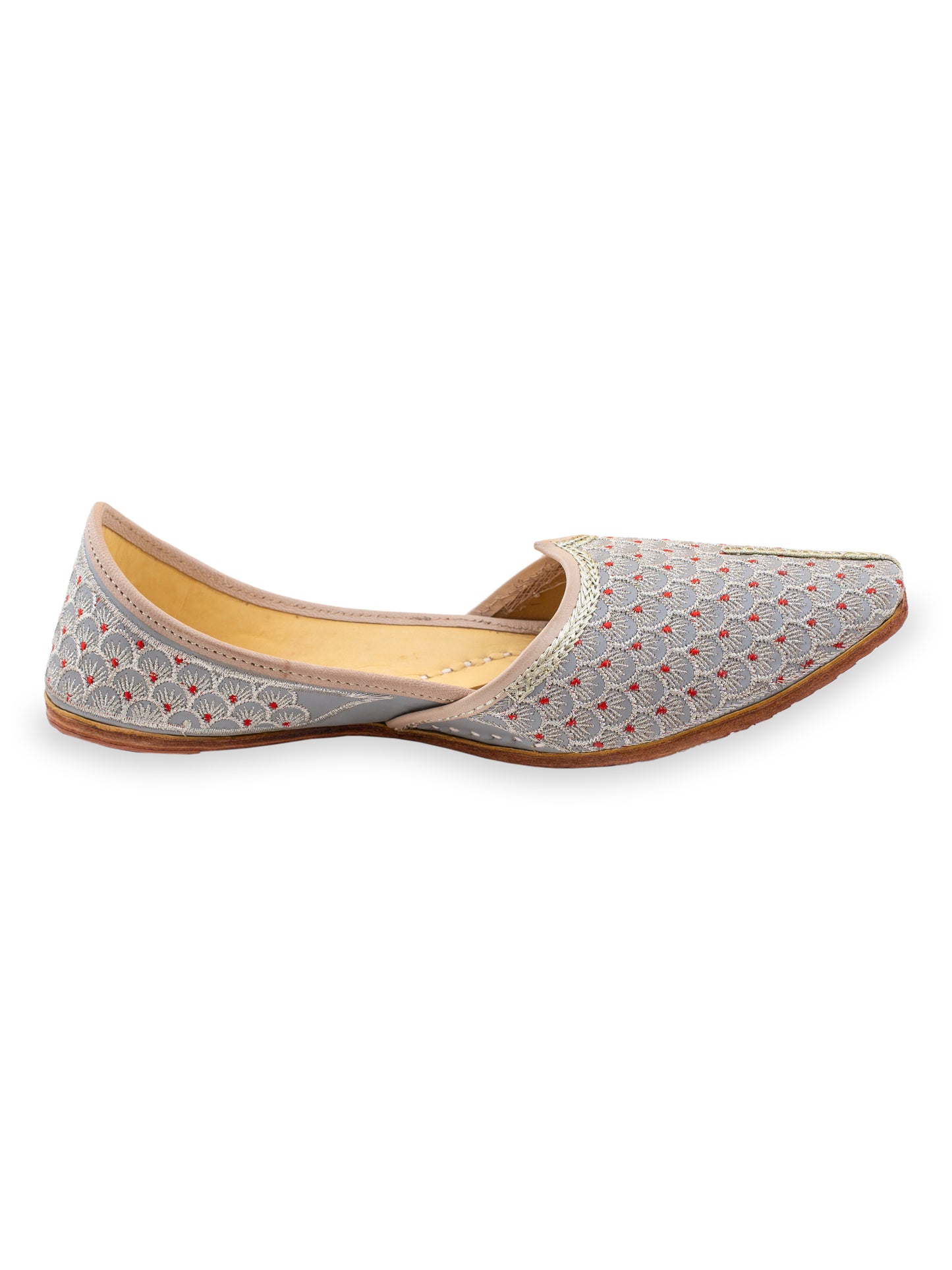 Korakari Pearly Reds Leather Punjabi Jutti for Men