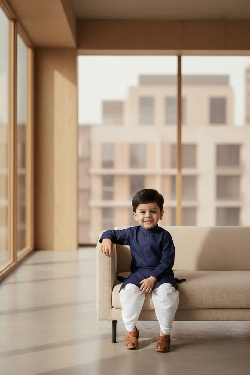 Ethnic Dhoti and Kurta Combos for Kids - Dark Blue