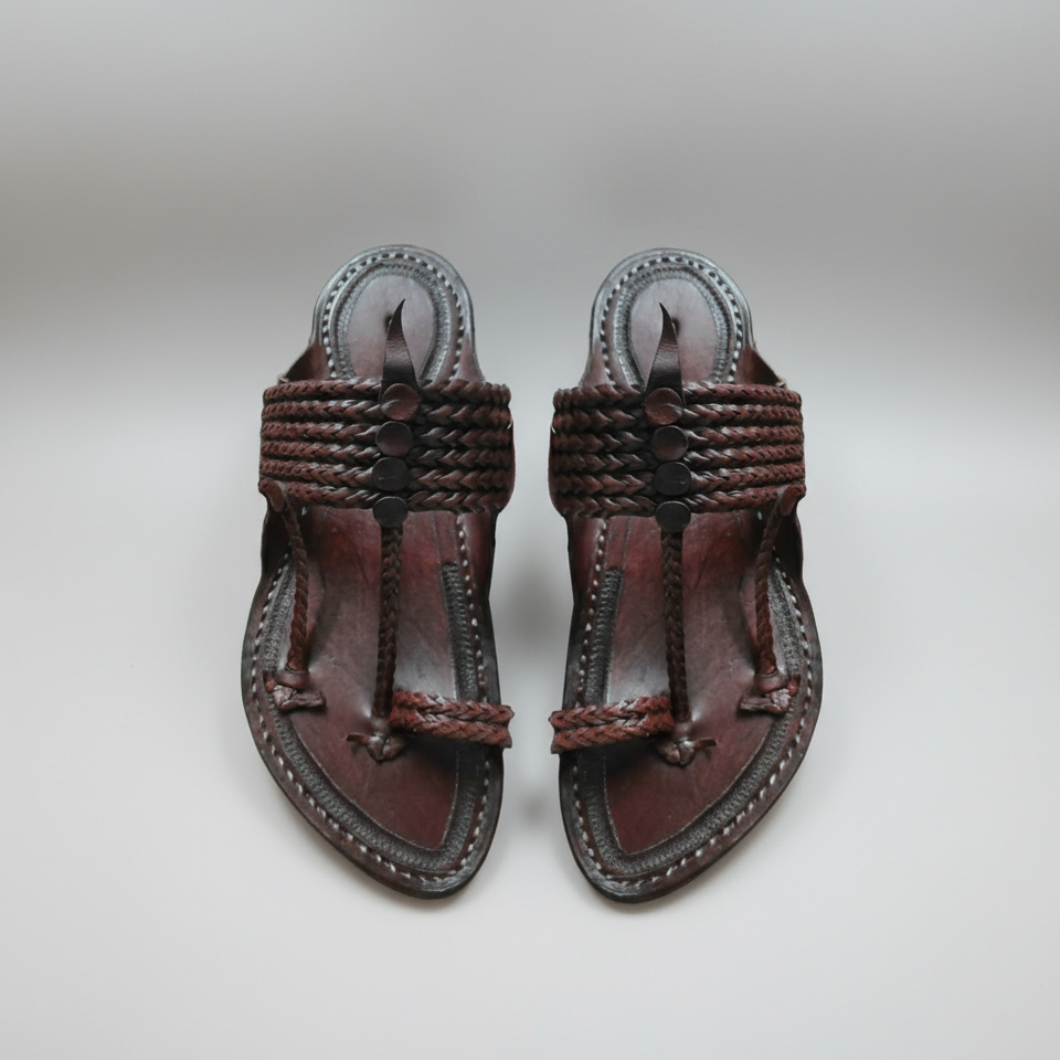 The String Dark Double Kolhapuri Chappal