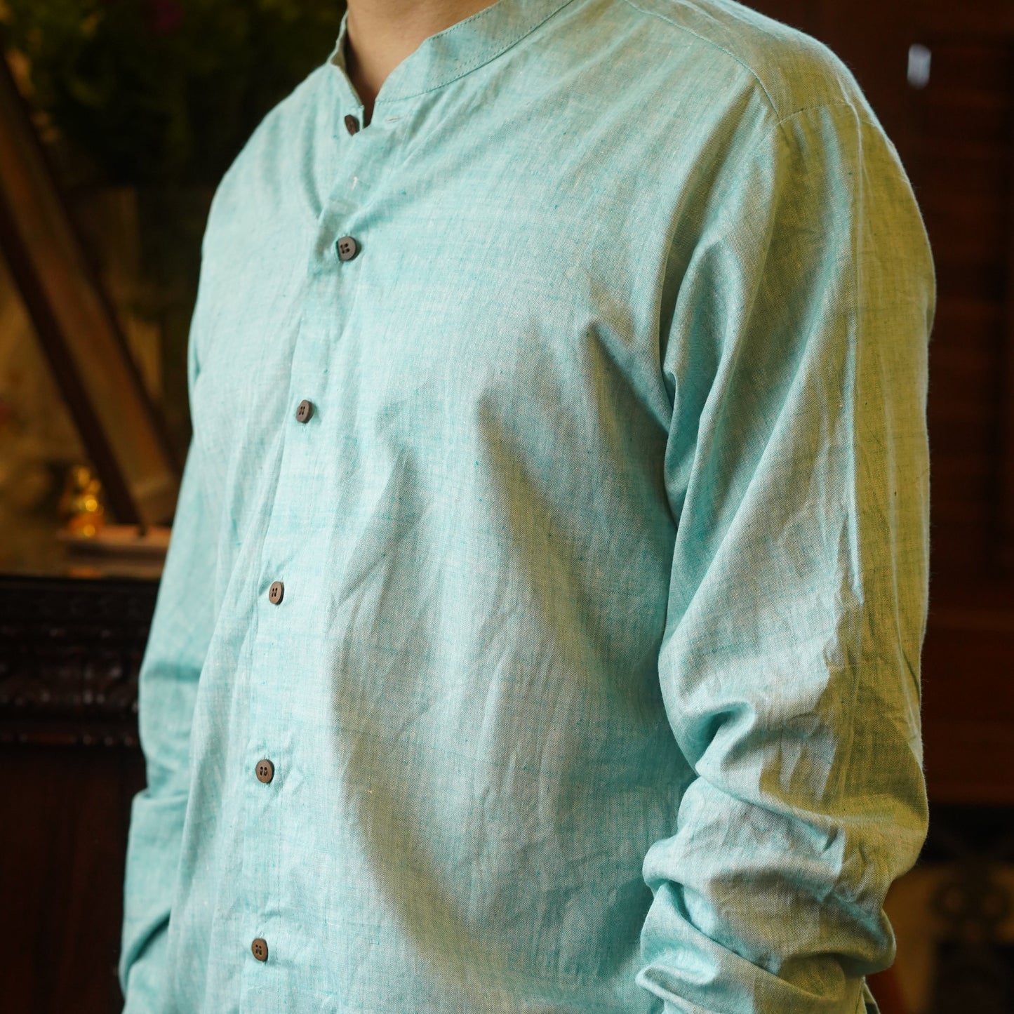 Men’s Pure Khadi Cotton Long Sleeve Shirt: Classic, Breathable & Ethically Made
