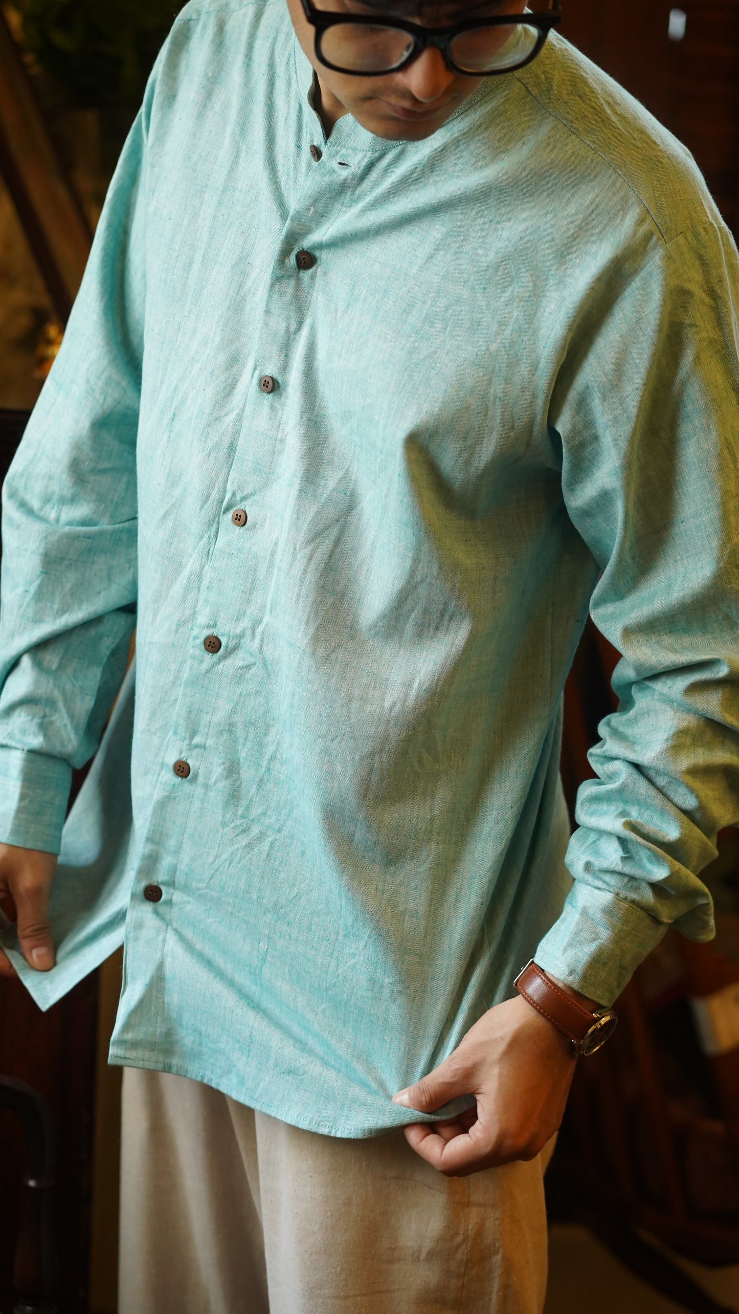 Men’s Pure Khadi Cotton Long Sleeve Shirt: Classic, Breathable & Ethically Made