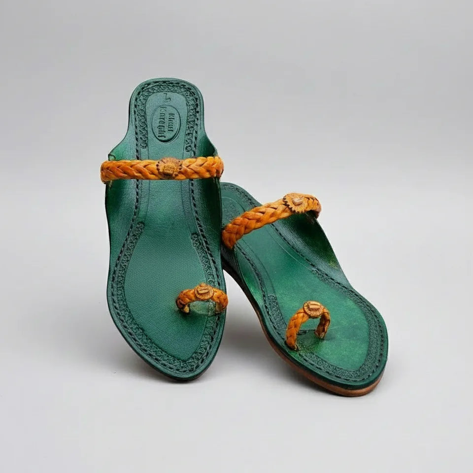 Karagiri Tej Men + Karagiri Liva Women | Leather Kolhapuri Chappal