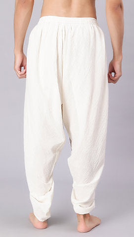 White Dhoti Drapers with Border for Men