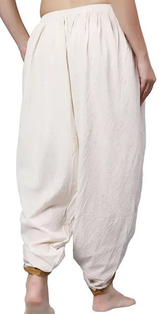 Dhoti Drapers with Border for Women -White
