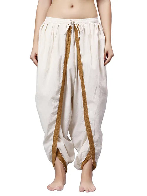 White Dhoti Drapers with Border for Women