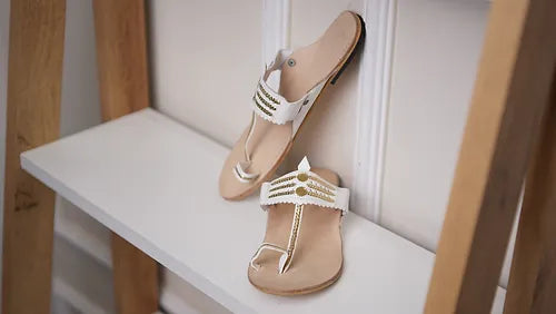 white kolhapuri chappal -White