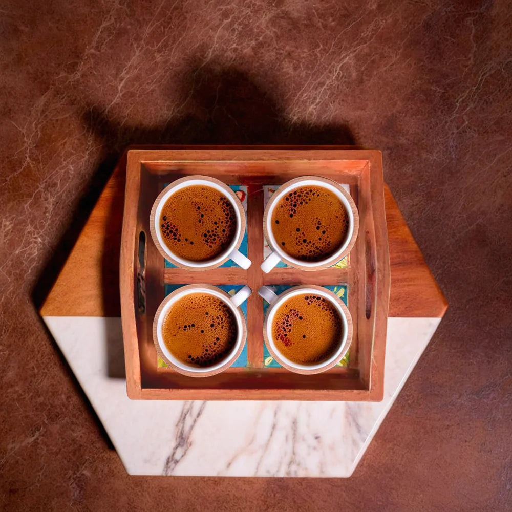 Blue Pottery Tray 4 Tiles
