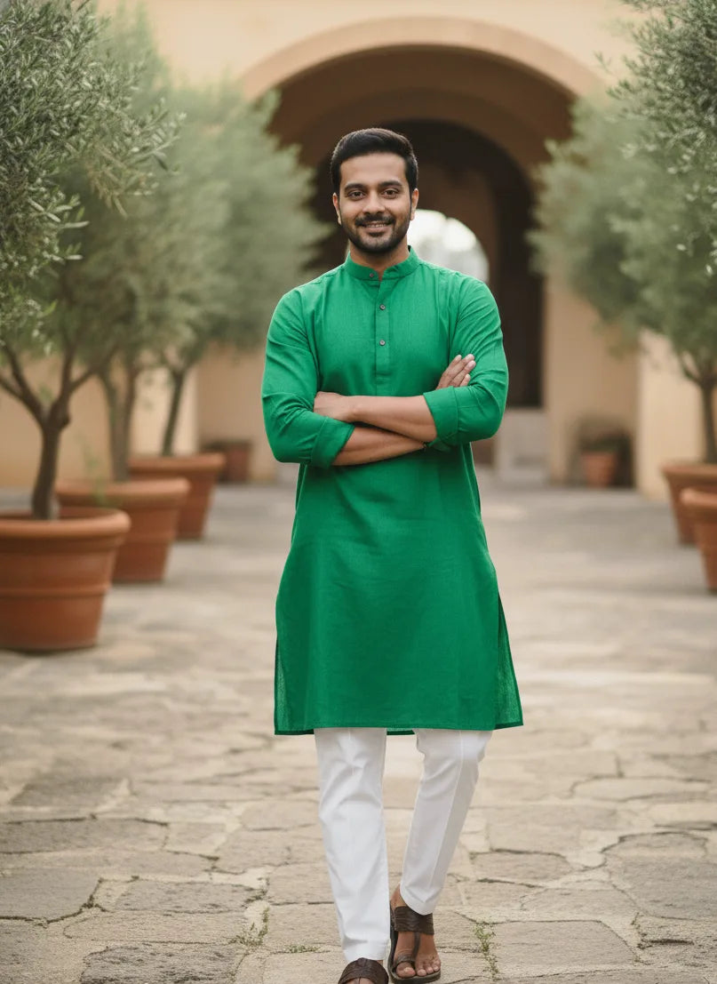 Men’s Pure Khaadi Cotton Long Sleeve Kurta: Classic, Breathable & Ethically Made