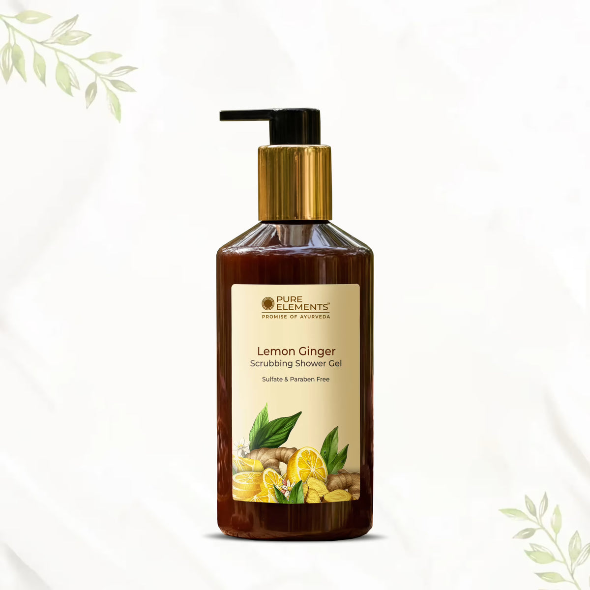 Pure Elements Lemon Ginger Scrubbing Shower Gel 300ml, natural body wash by NIIRA