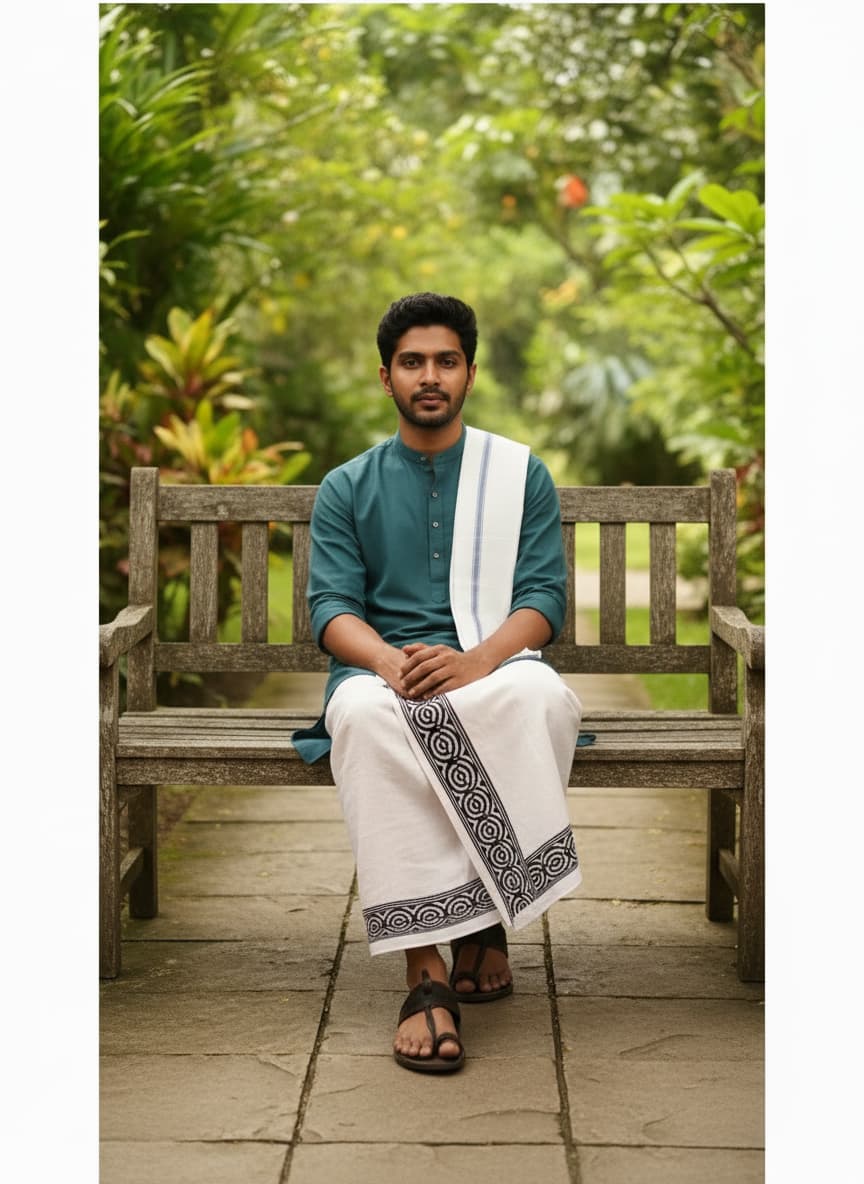Kora Khaadi Dhoti - Lungi | Veshti | Pancha Wrap - White
