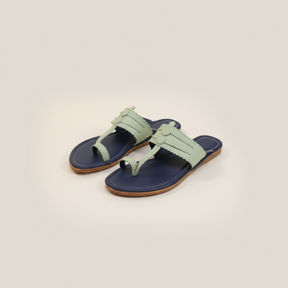 Women Kolhapuri | Vastra Super Soft Kols by NIIRA| Stylish & Comfortable | Handmade by Local Artisans - Blue and Green