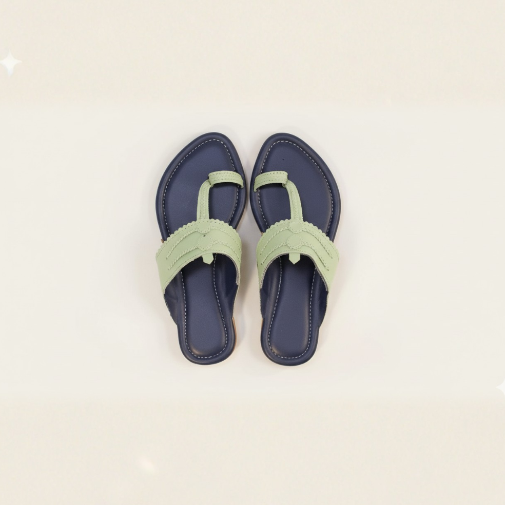 Women Kolhapuri | Vastra Super Soft Kols by NIIRA| Stylish & Comfortable | Handmade by Local Artisans - Blue and Green