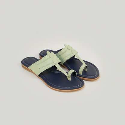 Women Kolhapuri | Vastra Super Soft Kols by NIIRA| Stylish & Comfortable | Handmade by Local Artisans - Blue and Green