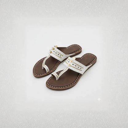 Women Kolhapuri | Soles Super Soft Kols by NIIRA| Stylish & Comfortable | Handmade by Local Artisans - White