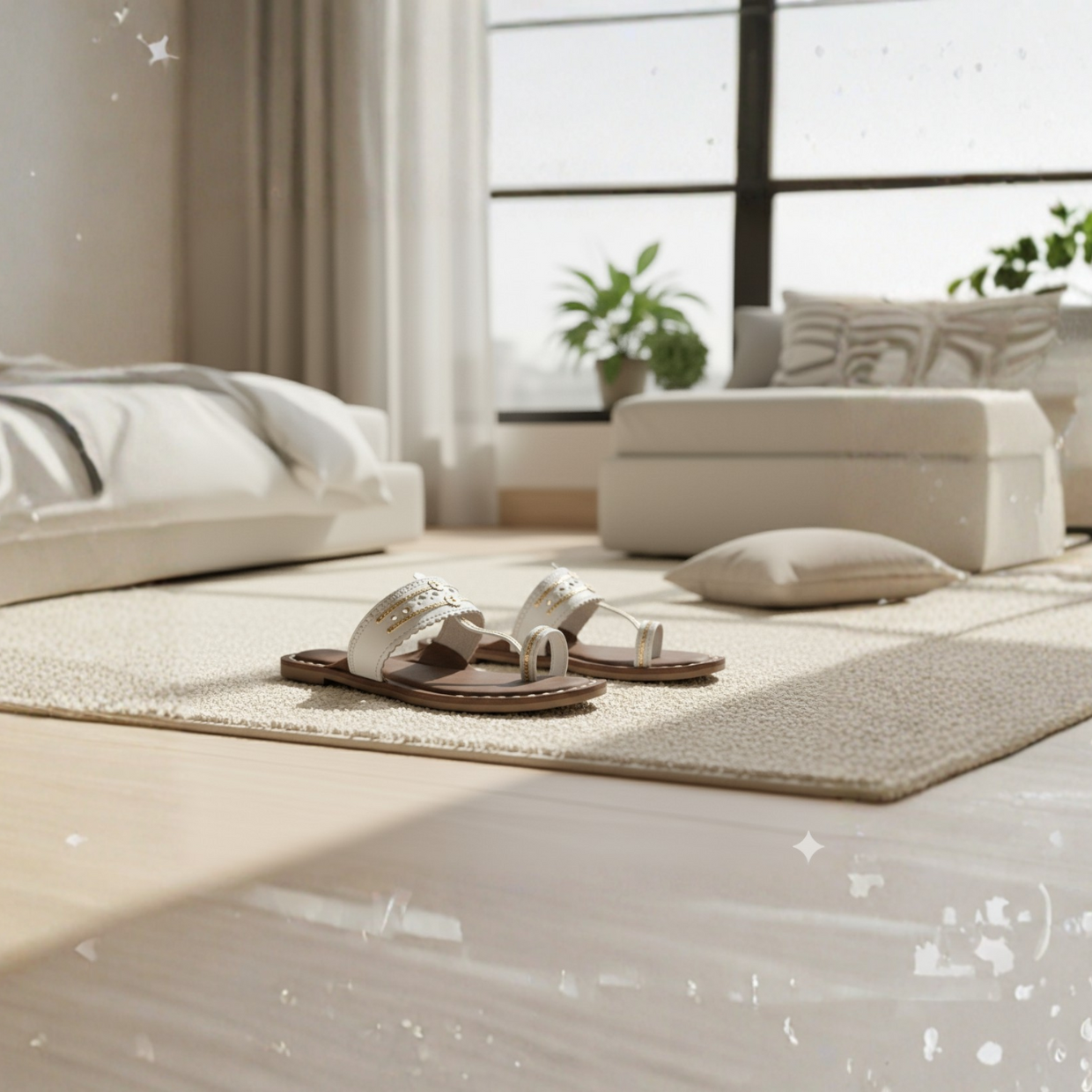 Women Kolhapuri | Soles Super Soft Kols by NIIRA| Stylish & Comfortable | Handmade by Local Artisans - White