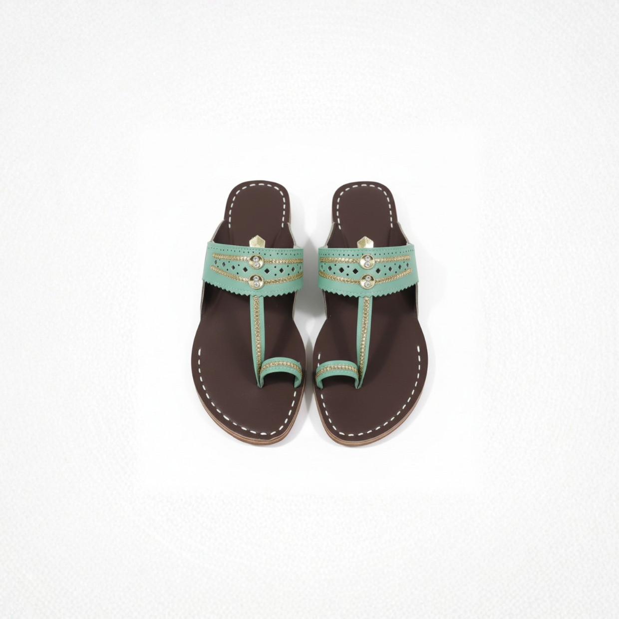 Women Kolhapuri | Soles Super Soft Kols by NIIRA| Stylish & Comfortable | Handmade by Local Artisans - Green