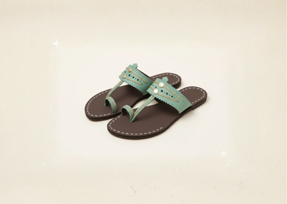Women Kolhapuri | Soles Super Soft Kols by NIIRA| Stylish & Comfortable | Handmade by Local Artisans - Green