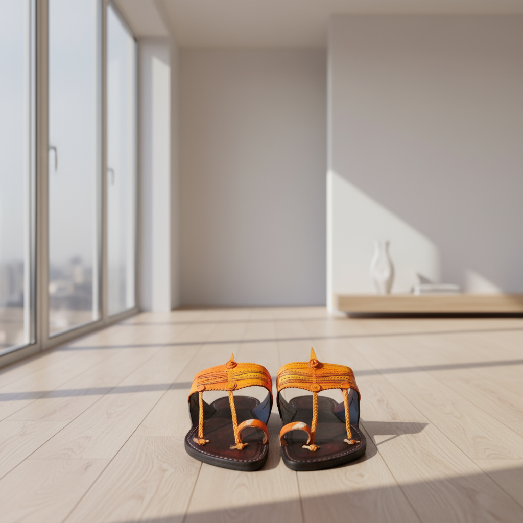 Double Contrast | Men | Leather Kolhapuri Chappal