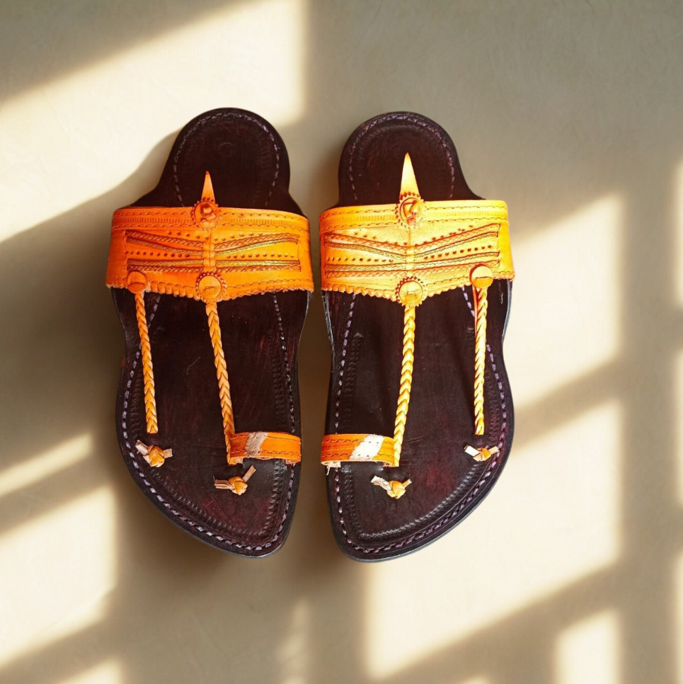 Double Contrast Kolhapuri Chappal | Kolhapuri Footwear