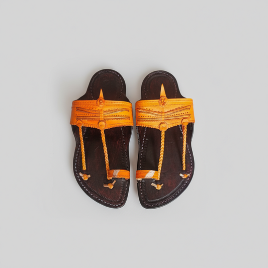 Double Contrast | Men | Leather Kolhapuri Chappal