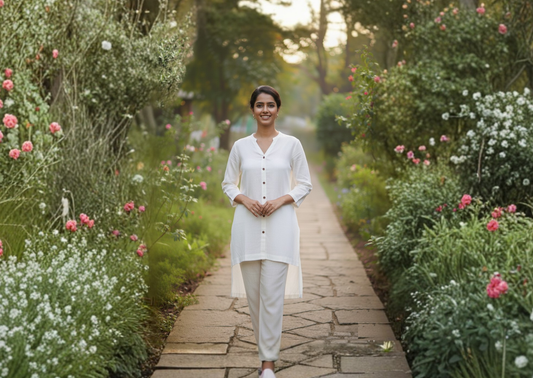 Women's Handwoven Khadi Cotton Long Sleeve Shirt: Soft, Sustainable & Graceful