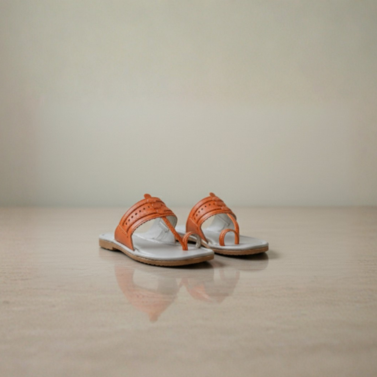 Women Kolhapuri | Soles Super Soft Kols by NIIRA| Stylish & Comfortable | Handmade by Local Artisans - Grey and Peach