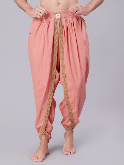 Dhoti Drapers for Men with Border  - Pink