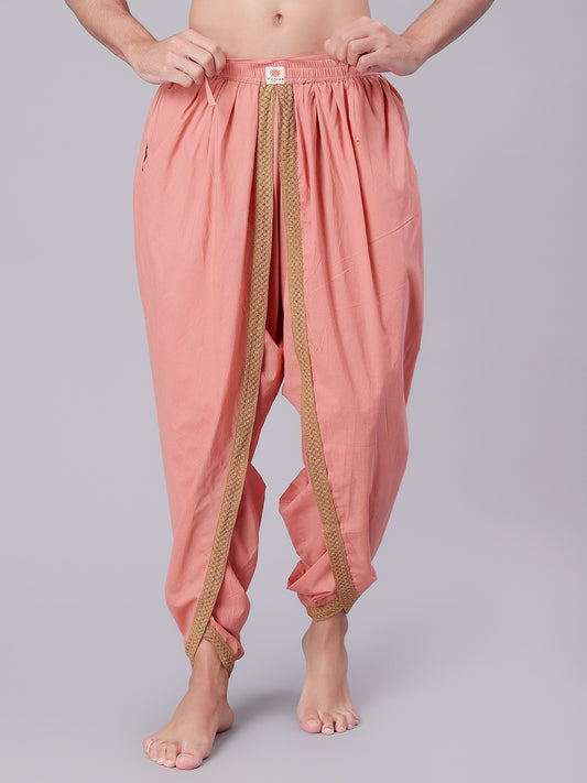 Dhoti Drapers for Men with Border  - Pink