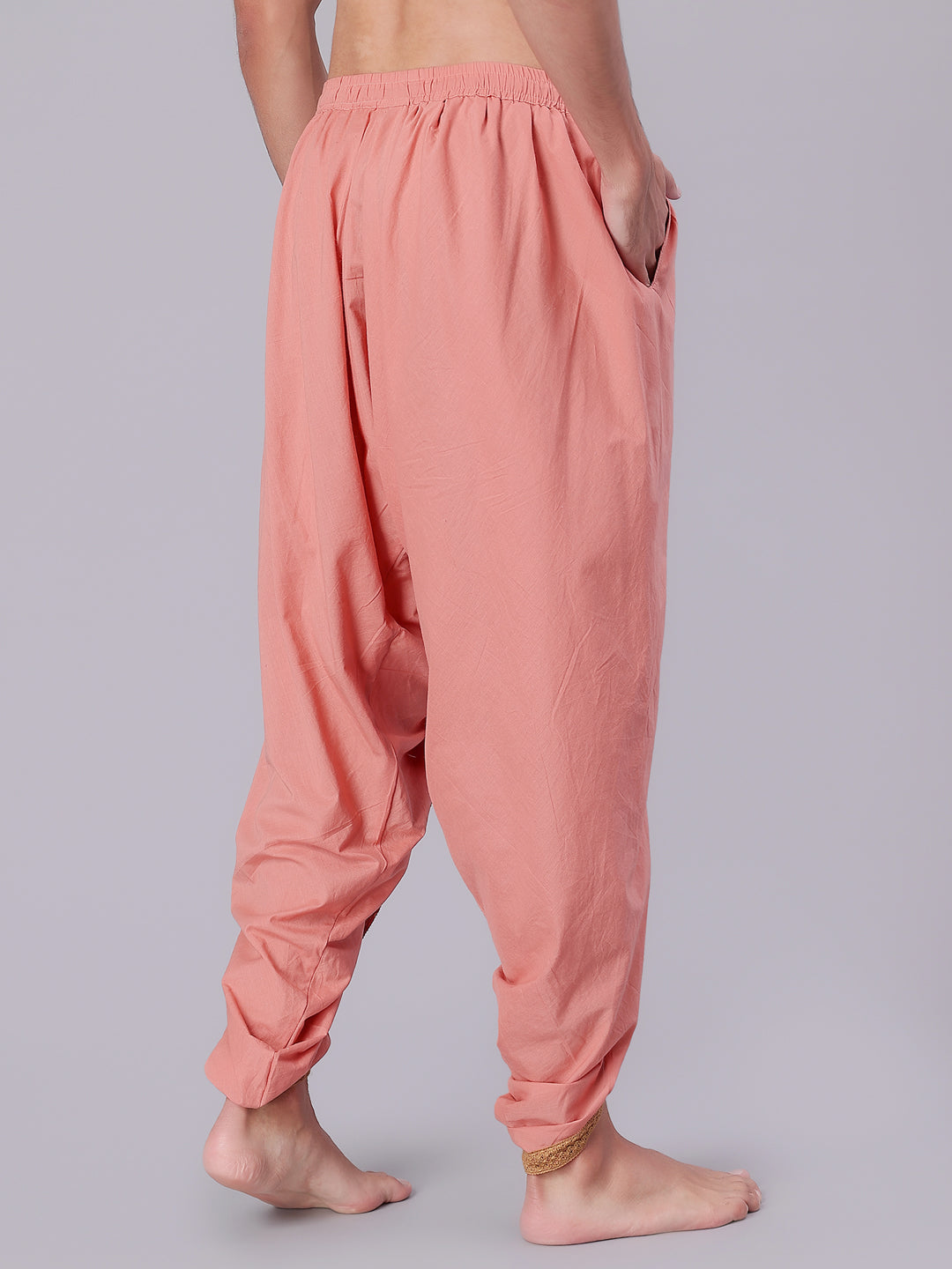 Dhoti Drapers for Men with Border  - Pink