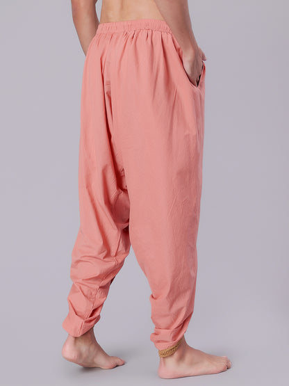 Dhoti Drapers for Men with Border  - Pink