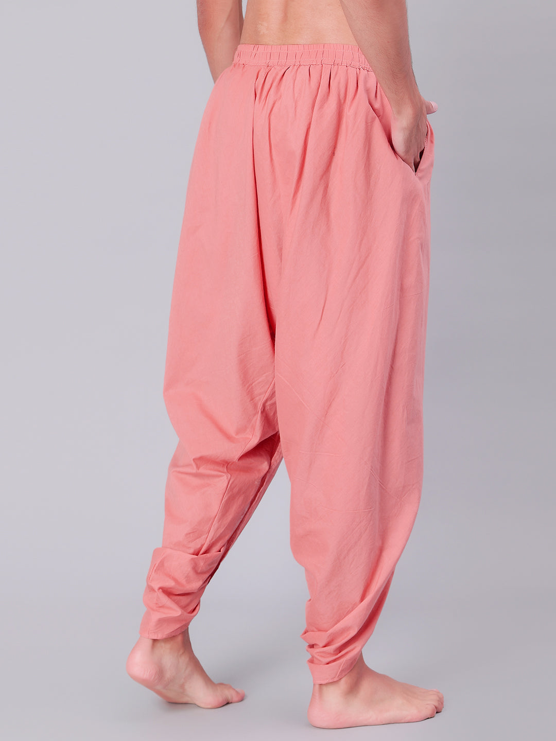 Dhoti Drapers for Men with Border  - Pink