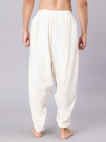 Dhoti Drapers for Men with Border  - Off White/ Cream