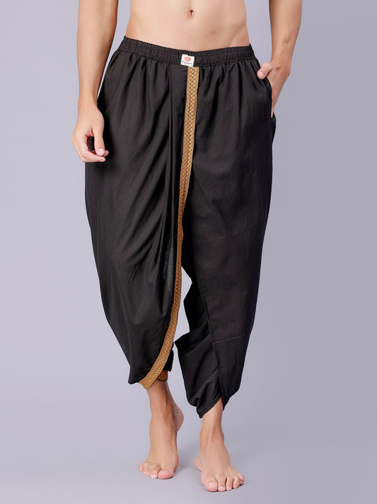 Dhoti Drapers with Border for Men - Black