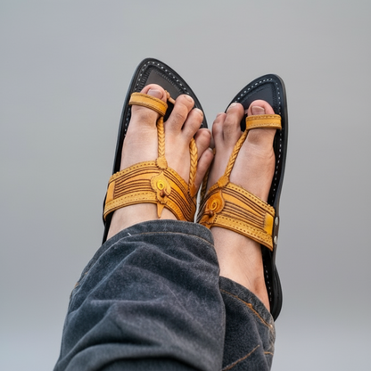 Double Contrast | Men | Leather Kolhapuri Chappal