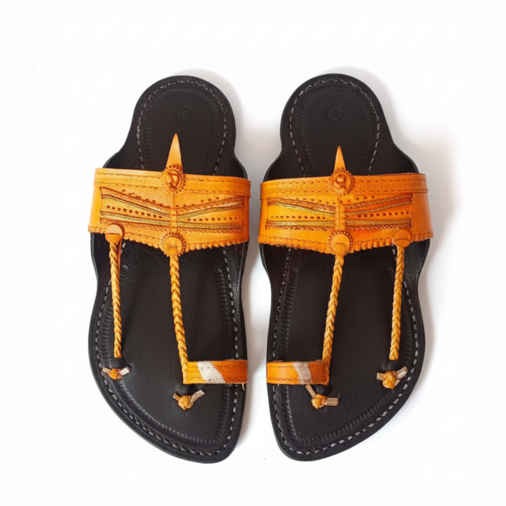 Double Contrast Kolhapuri Chappal | Kolhapuri Footwear