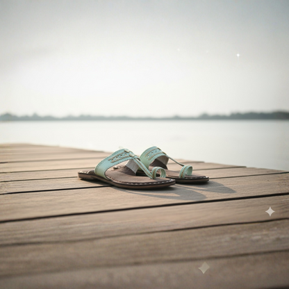 Women Kolhapuri | Soles Super Soft Kols by NIIRA| Stylish & Comfortable | Handmade by Local Artisans - Green