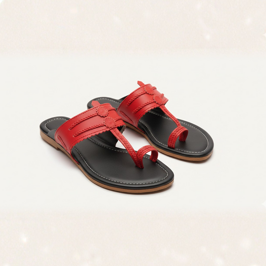 Women Kolhapuri | Vastra Super Soft Kols by NIIRA| Stylish & Comfortable | Handmade by Local Artisans - Blue and Red