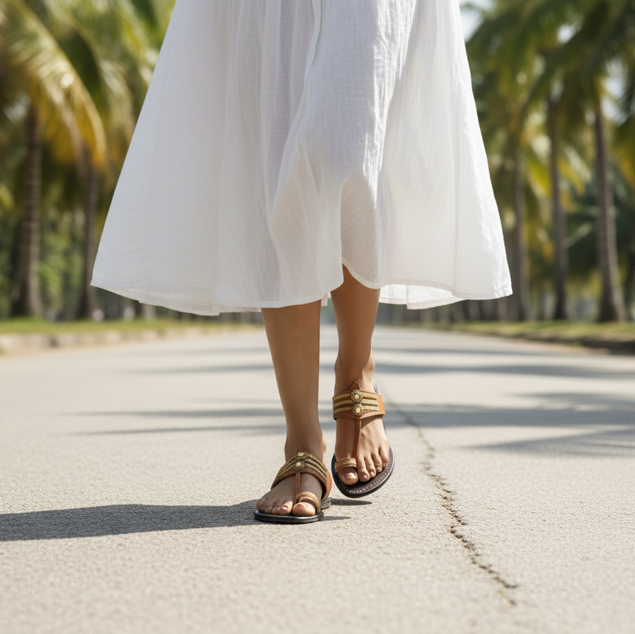 The Mina | Women | Leather Kolhapuri Chappal