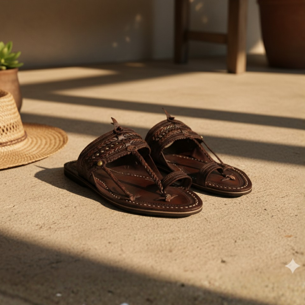 The Double Dark  | Leather Kolhapuri Chappal