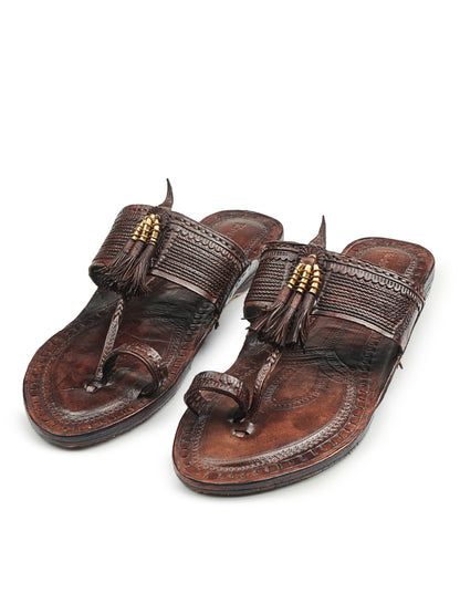 Korakari Coffee Brown Kolhapuri Chappal for Women