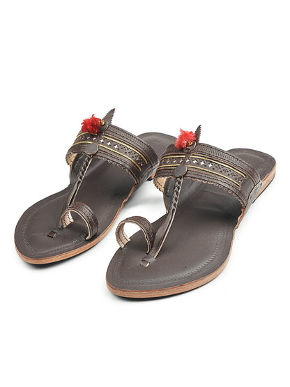 Red Gonda Kolhapuri Chappal for Women
