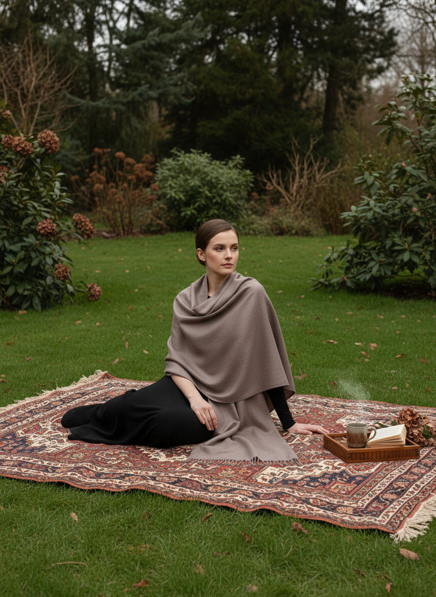 Exquisite Angora Handwoven Shawl – Ultimate Softness & Warmth | Grey
