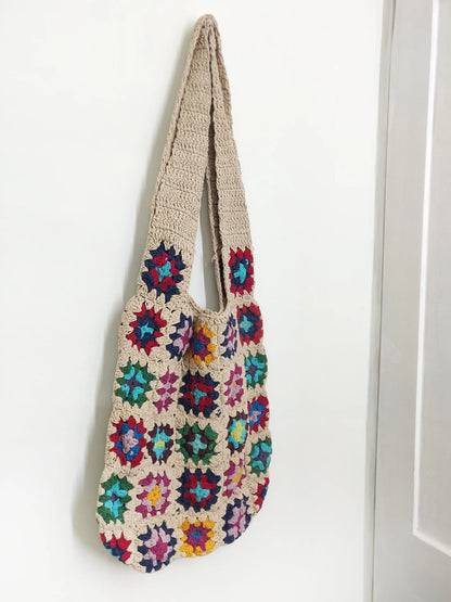 Handmade Crochet Shoulder Bag for Women (Multi Colour )  – Eco-Friendly Knitted Tote for Travel, Beach & Daily Use